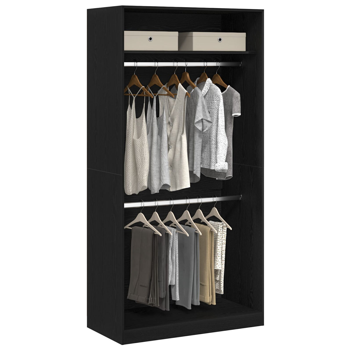 Black Oak Wardrobe - 100X50X200 Cm, Made Of Engineered Wood