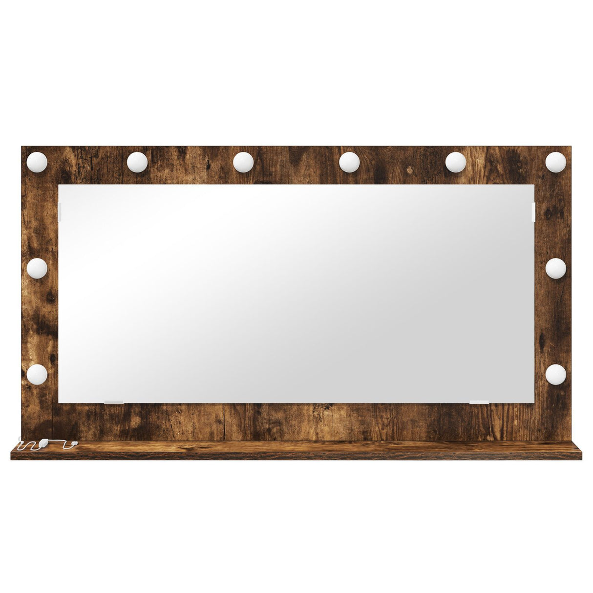 Vanity Mirror Smoked Oak Wood, Glass 100 X 55 X 18 Cm