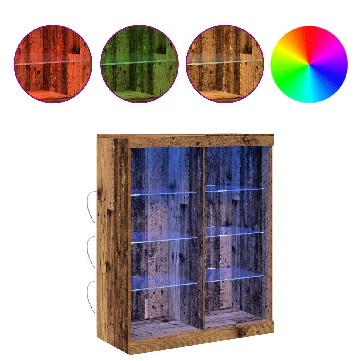 Sideboard With Led Lights Old Wood 41X37X100 Cm