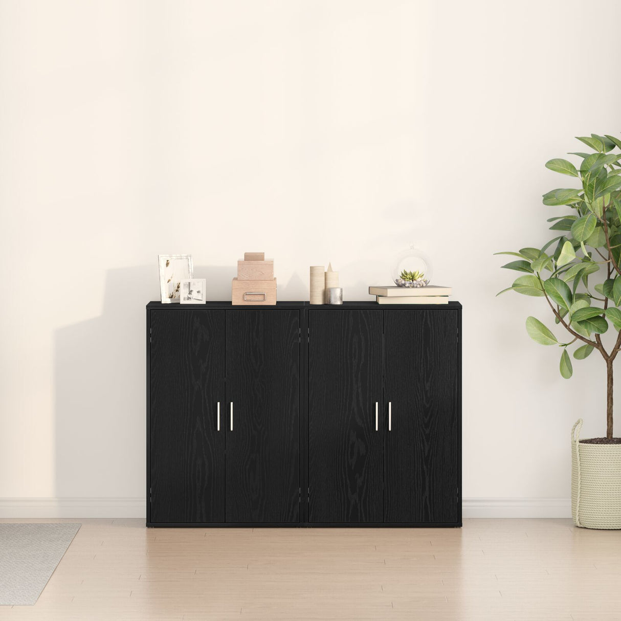 Sideboards 2 Pcs Black Oak 60X31X84 Cm Engineered Wood