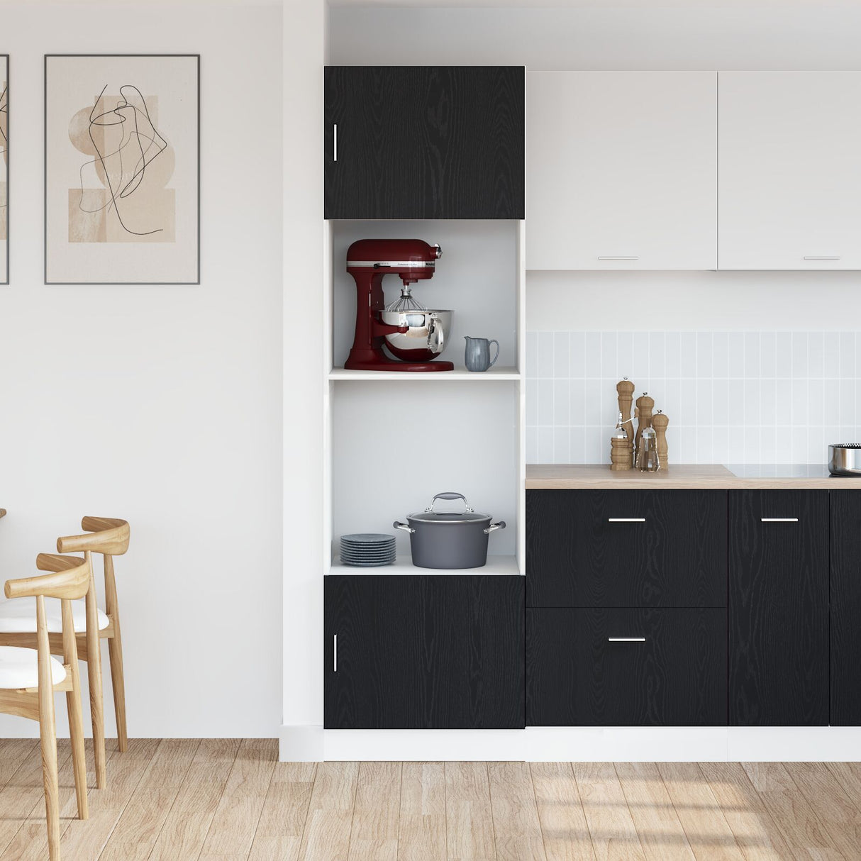 Kitchen Cabinet Black Oak Engineered Wood 60 X 57 X 207 Cm