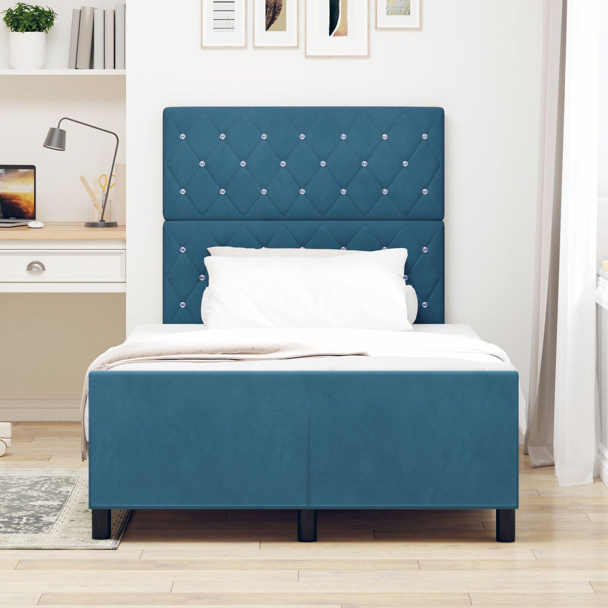 Bed Frame Dark Blue 120X200 Cm Velvet