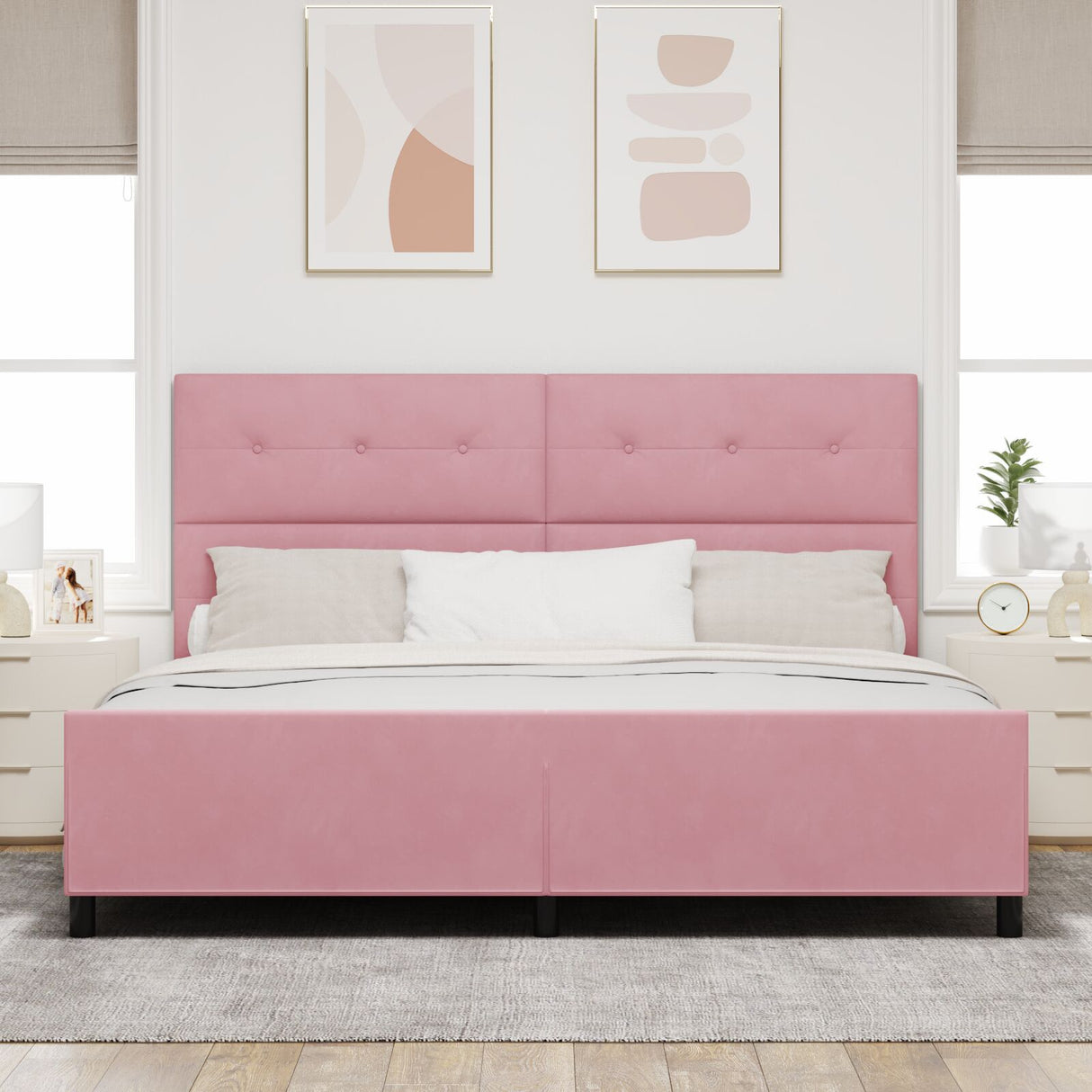Bed Frame Pink 200X200 Cm Velvet
