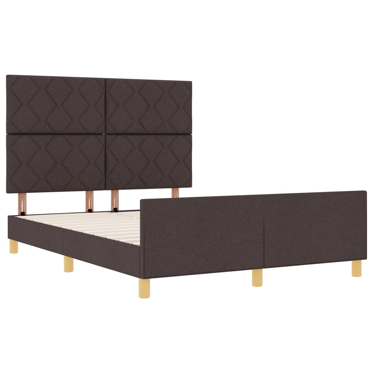 Bed Frame Dark Brown 140X190 Cm Fabric