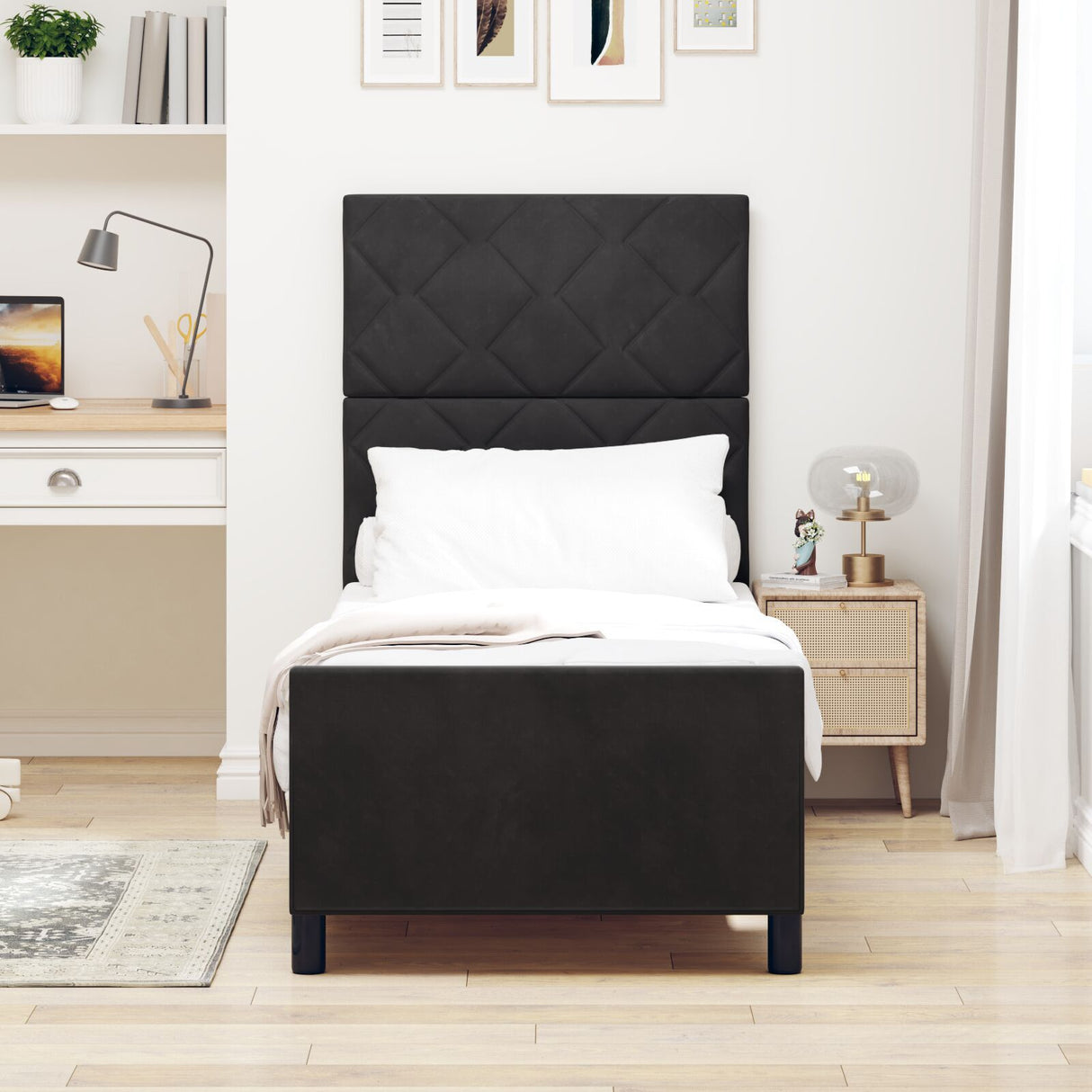 Bed Frame Black 80X200 Cm Velvet