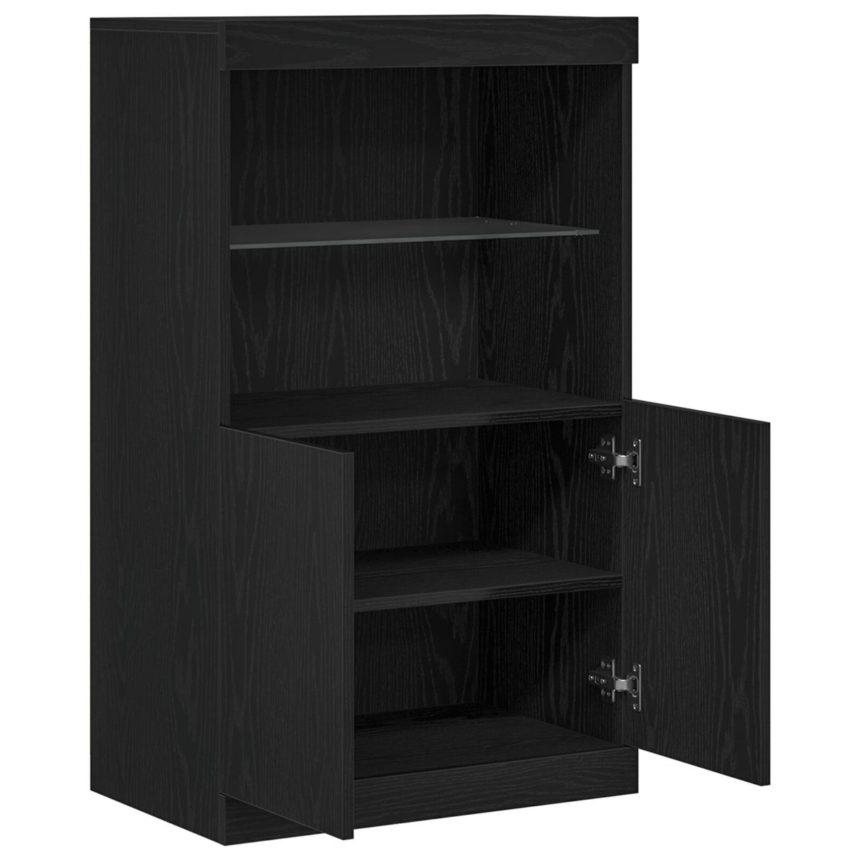 Sideboard With Led Lights Black Oak 60X37X100 Cm