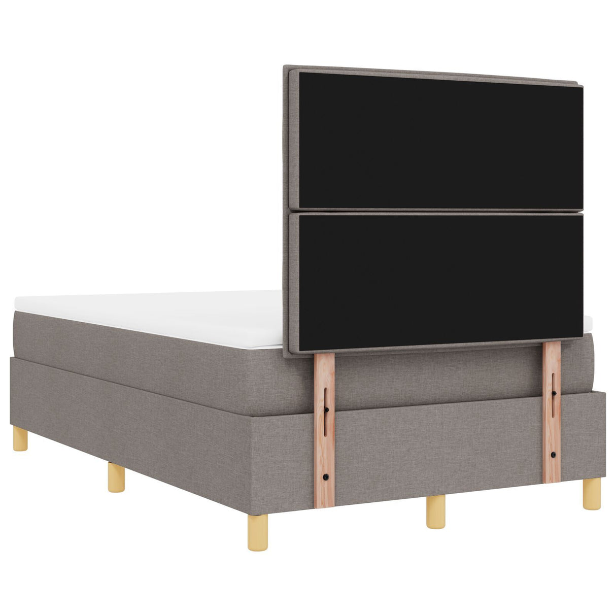 Box Spring Bed With Mattress & Led Taupe 120X200 Cm Fabric