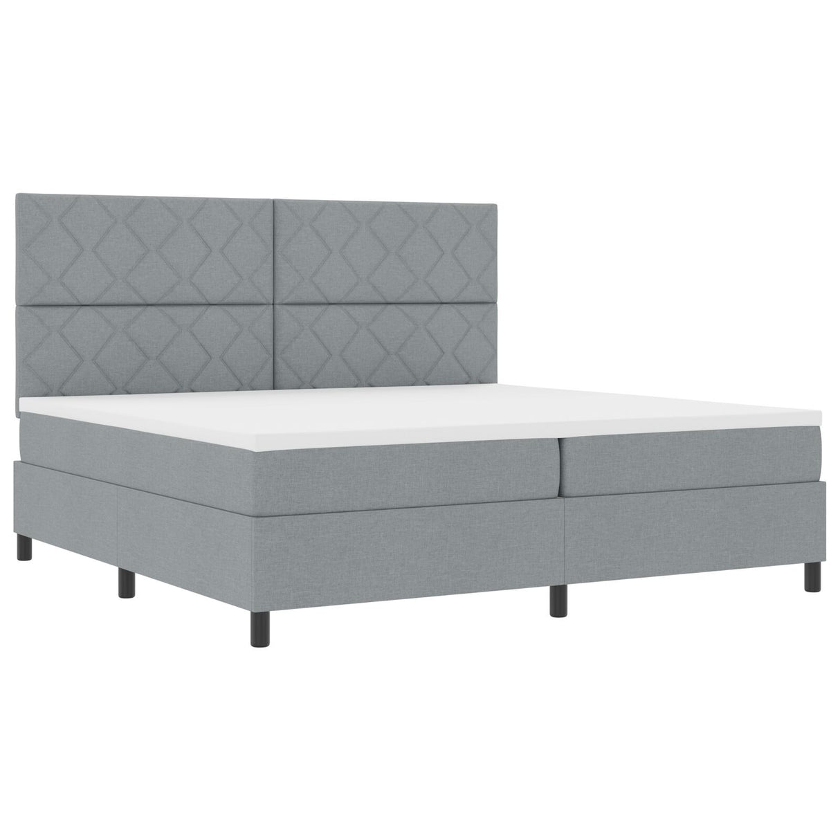 Box Spring Bed With Mattress & Led Light Grey 200X200 Cm Fabric