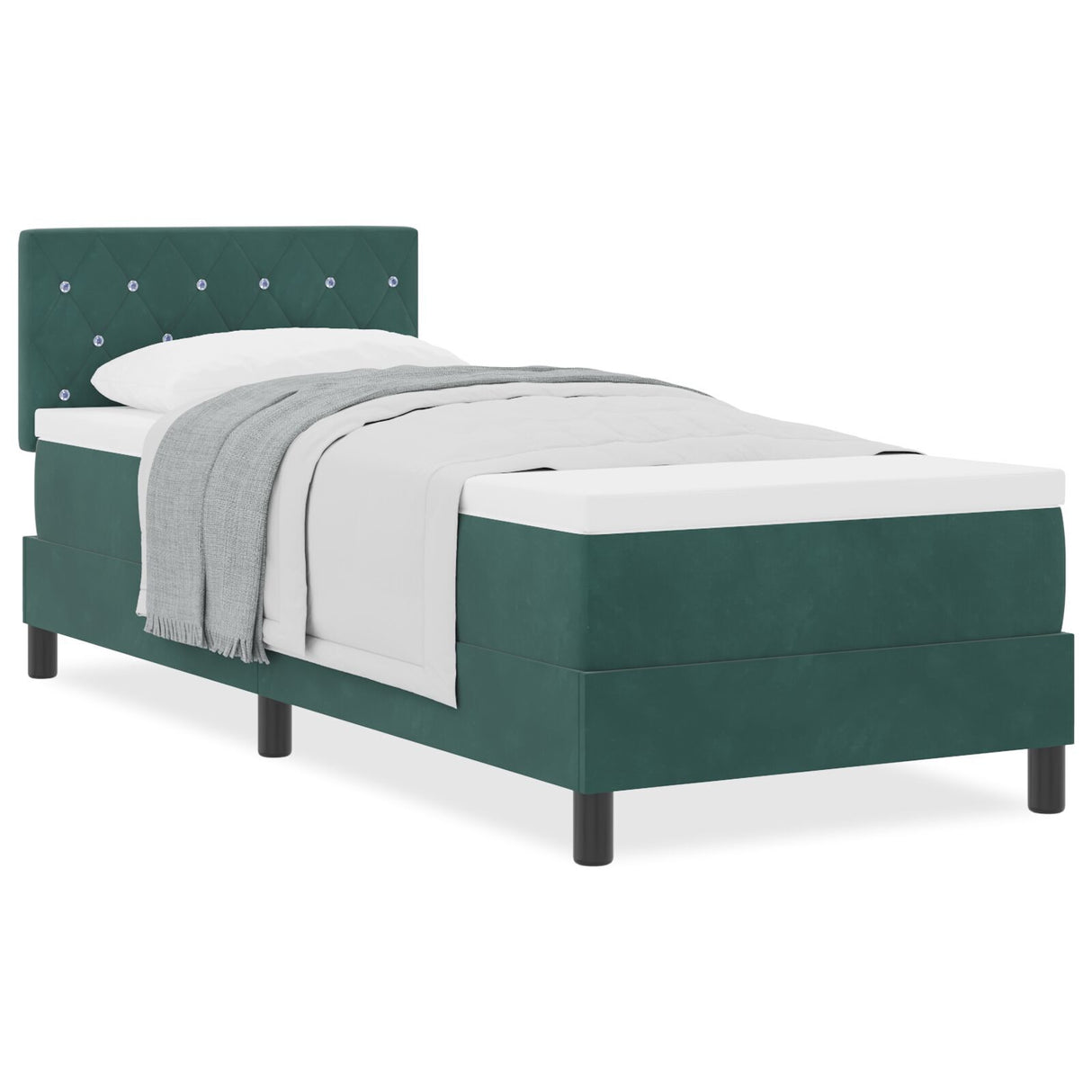 Box Spring Bed With Mattress Dark Green 80X200 Cm Velvet