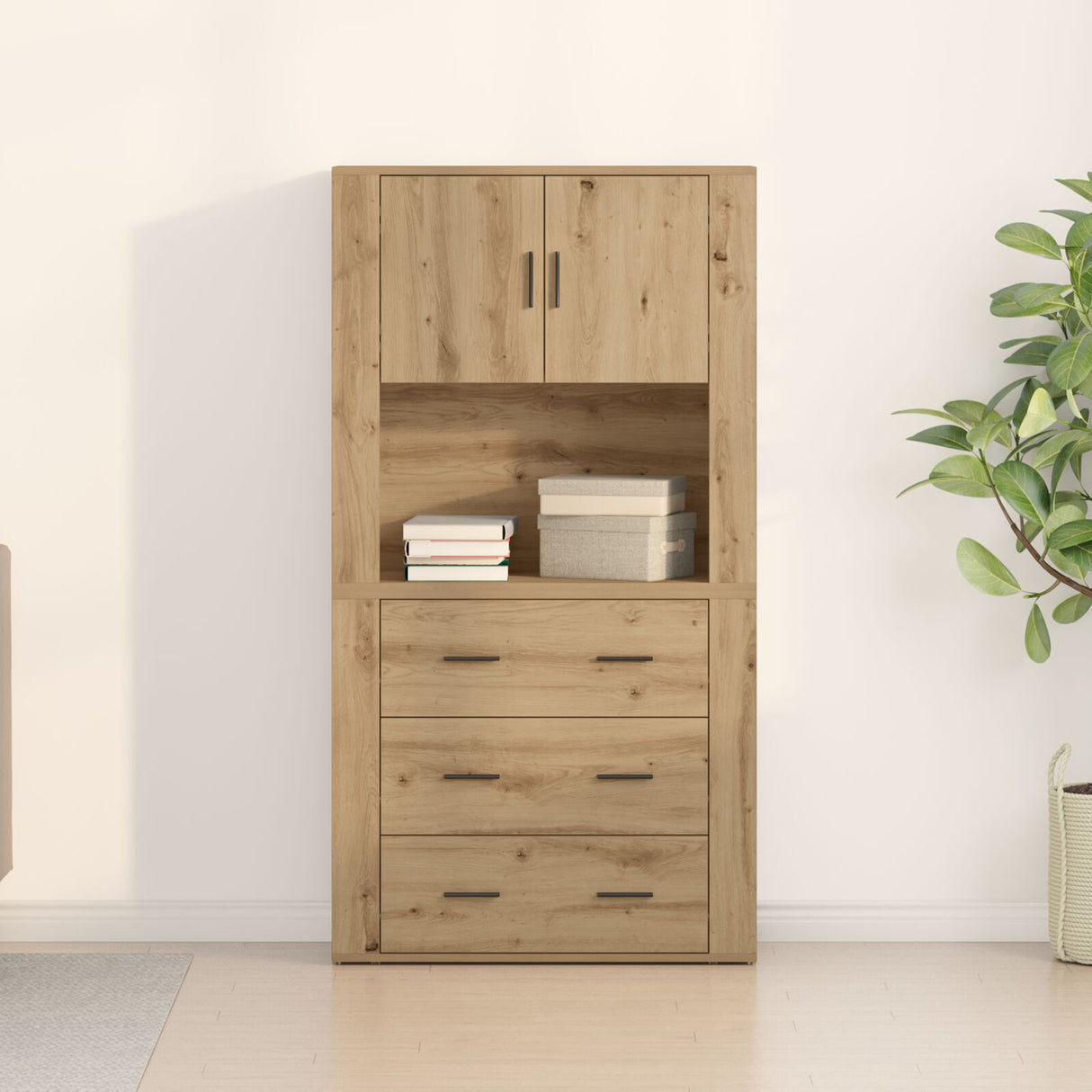 Highboard Artisan Oak 80X33X150 Cm Engineered Wood