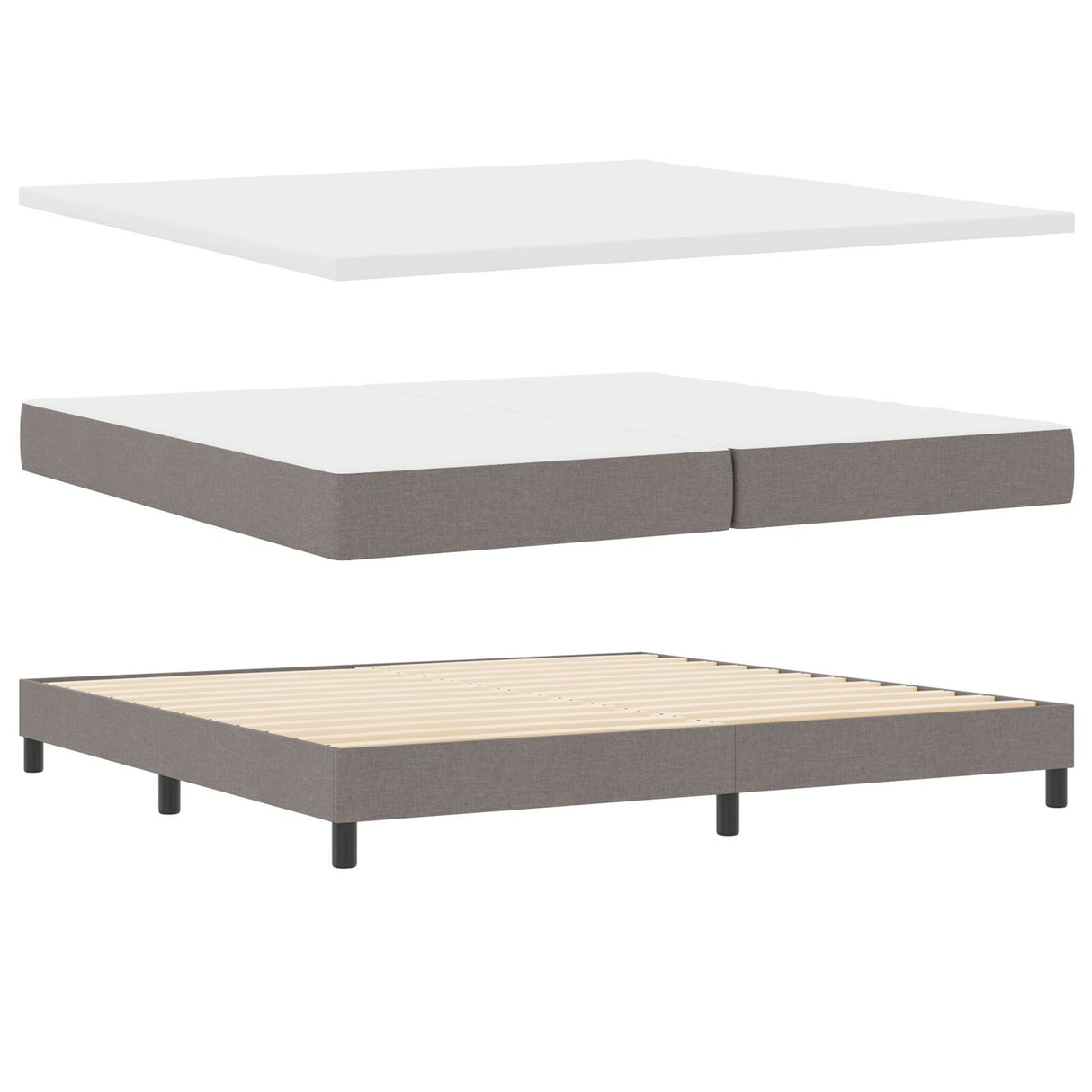 Box Spring Bed With Mattress & Led Taupe 200X200 Cm Fabric