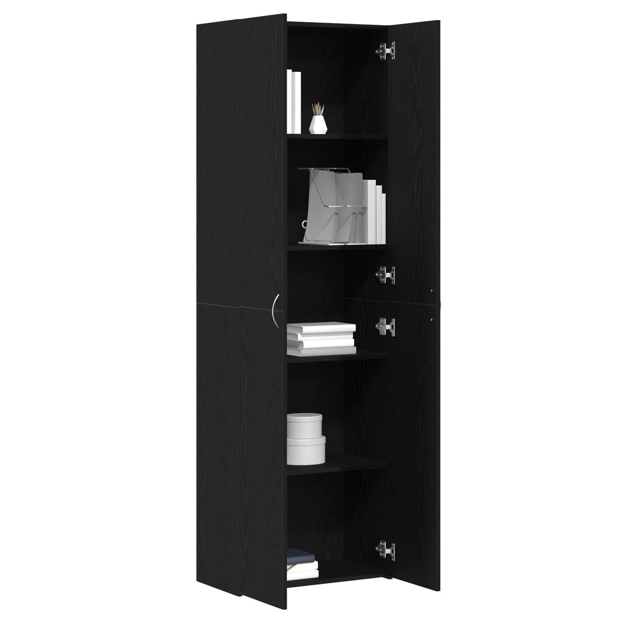 Black Oak Office Cabinet 60X32X190 Cm Made From Engineered Wood