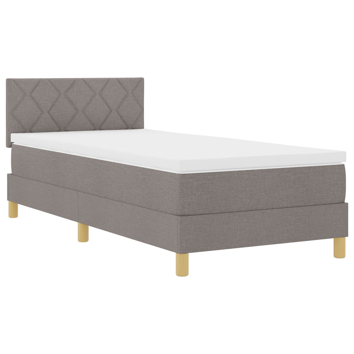 Box Spring Bed With Mattress & Led Taupe 90X190 Cm Fabric
