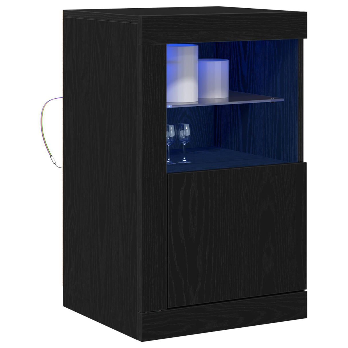 Sideboard With Led Lights Black Oak 41X37X67 Cm
