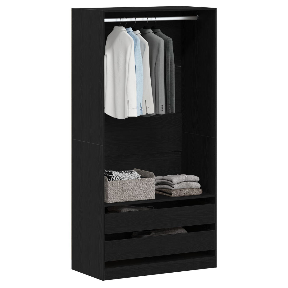 Black Oak Wardrobe - 100X50X200 Cm - Made From Engineered Wood