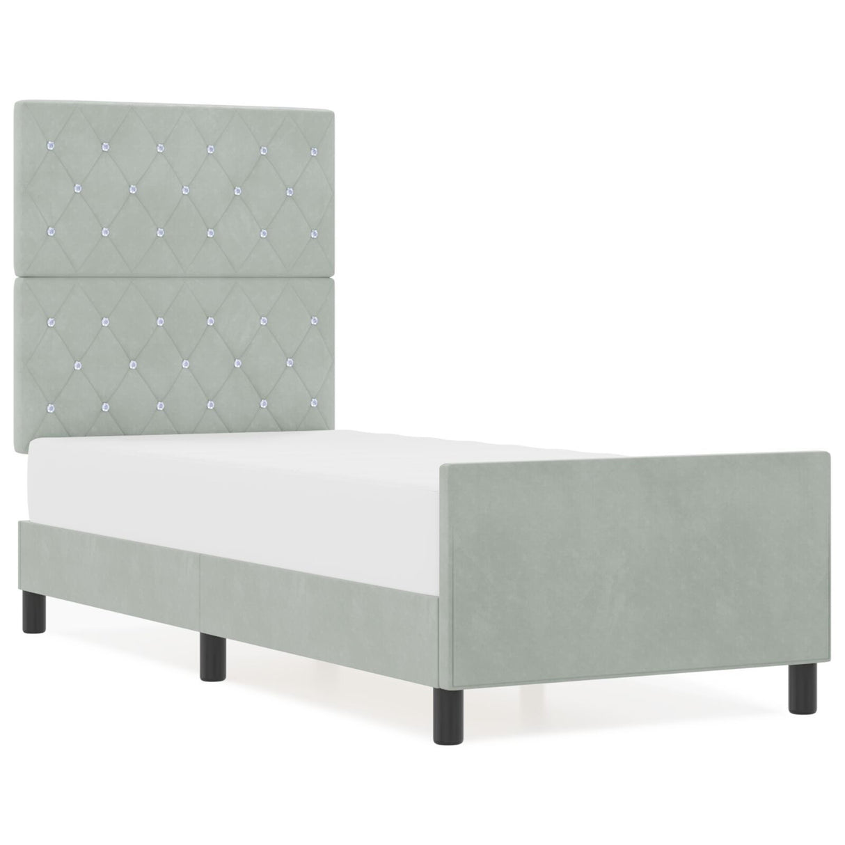 Light Grey Velvet Bed Frame 80X200 Cm