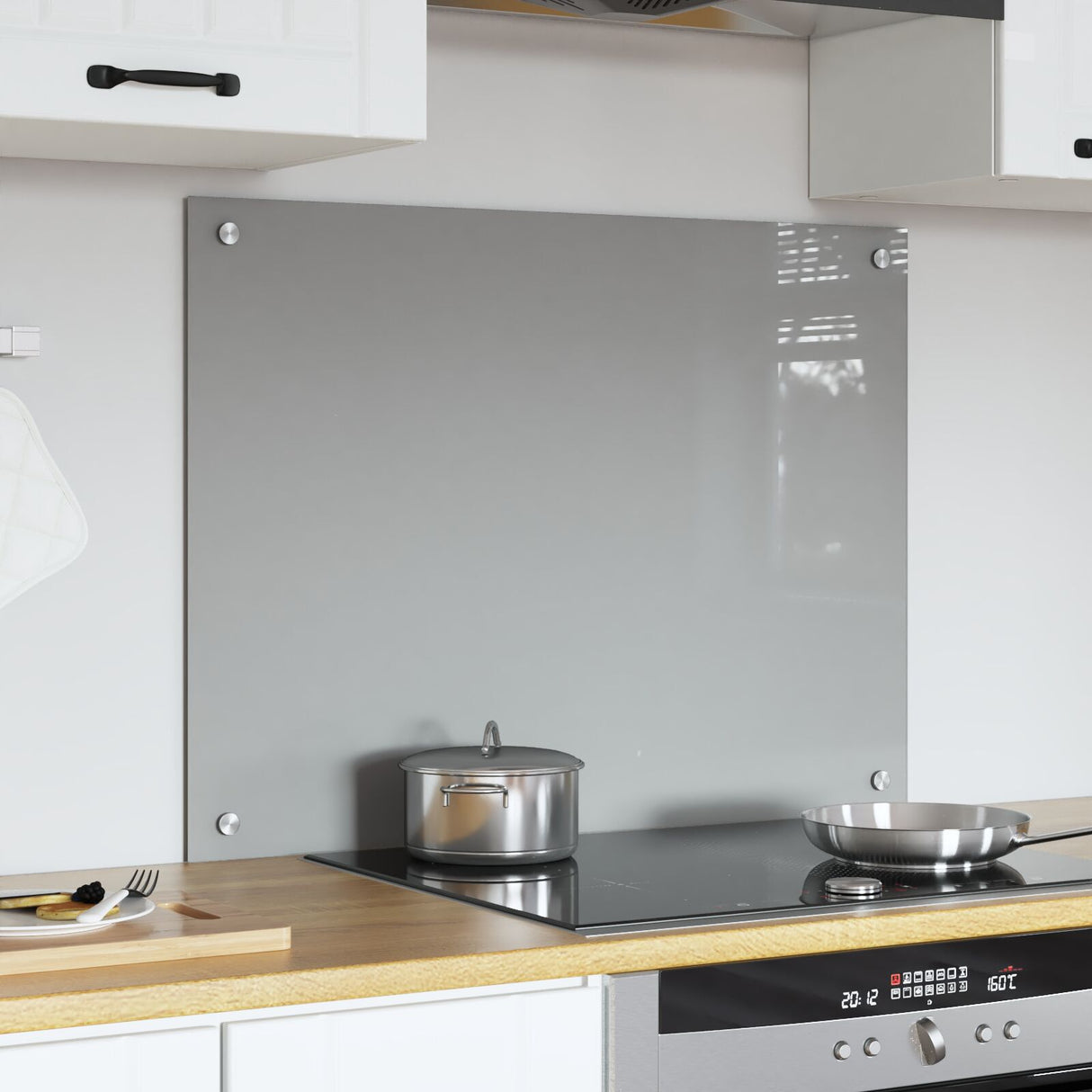 Kitchen Backsplash Light Grey 80X60X0.6 Cm Tempered Glass