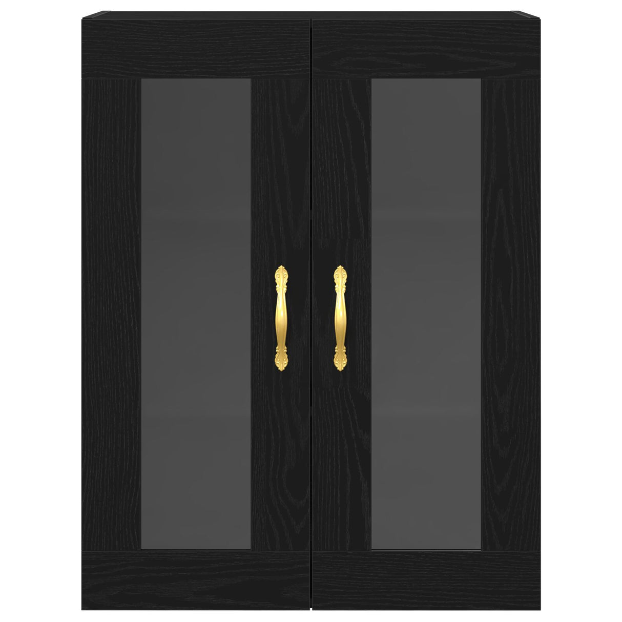 Wall-Mounted Cabinet With Glass Doors Black Oak 69,5X34X90 Cm