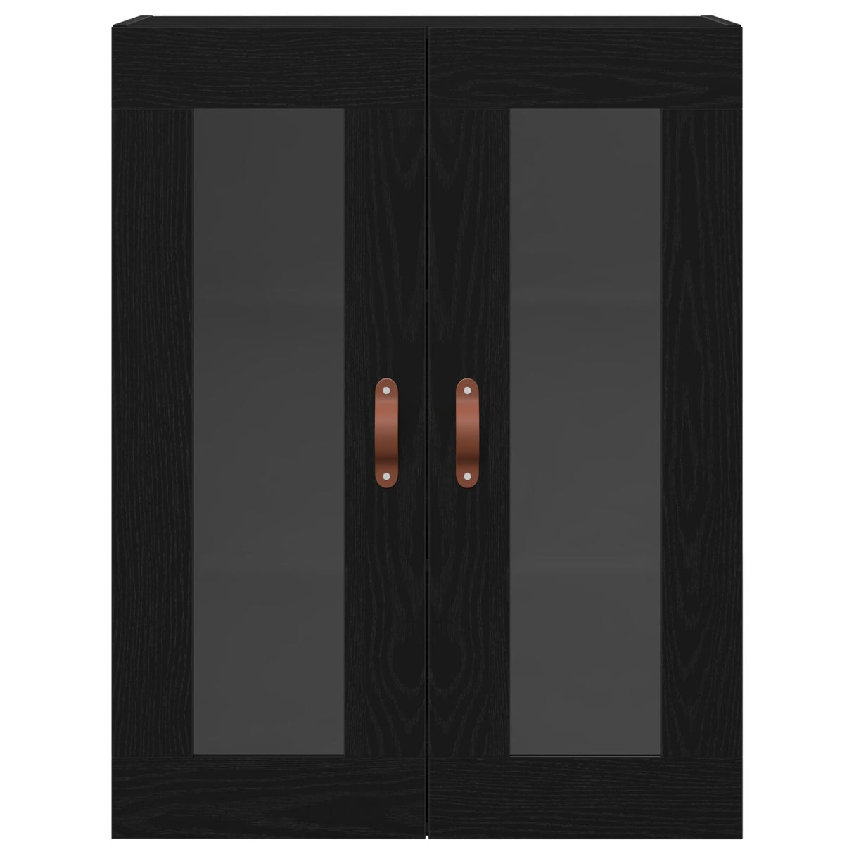 Wall-Mounted Cabinet With Glass Doors Black Oak 69,5X34X90 Cm