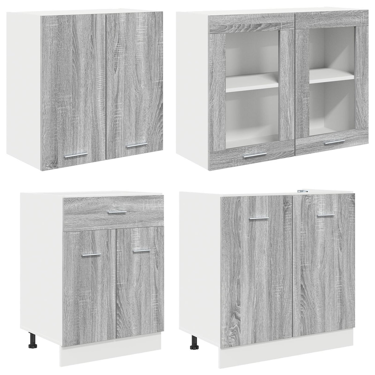 4 Piece Kitchen Cabinet Set Grey Sonoma Engineered Wood