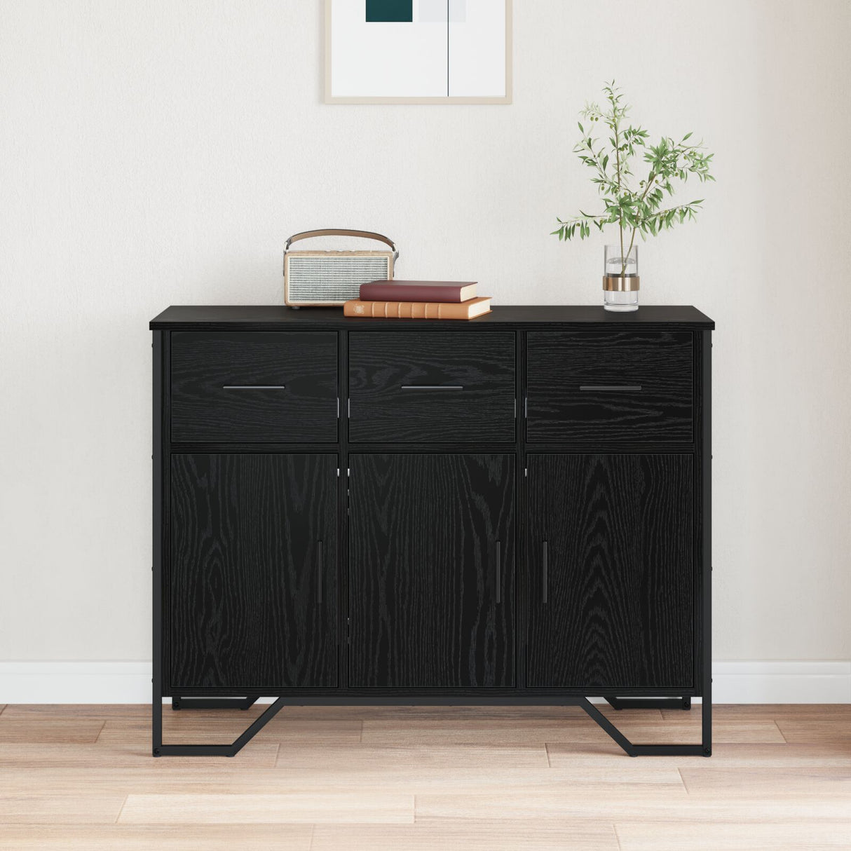Sideboard Black Oak 97X32.5X74.5 Cm Engineered Wood