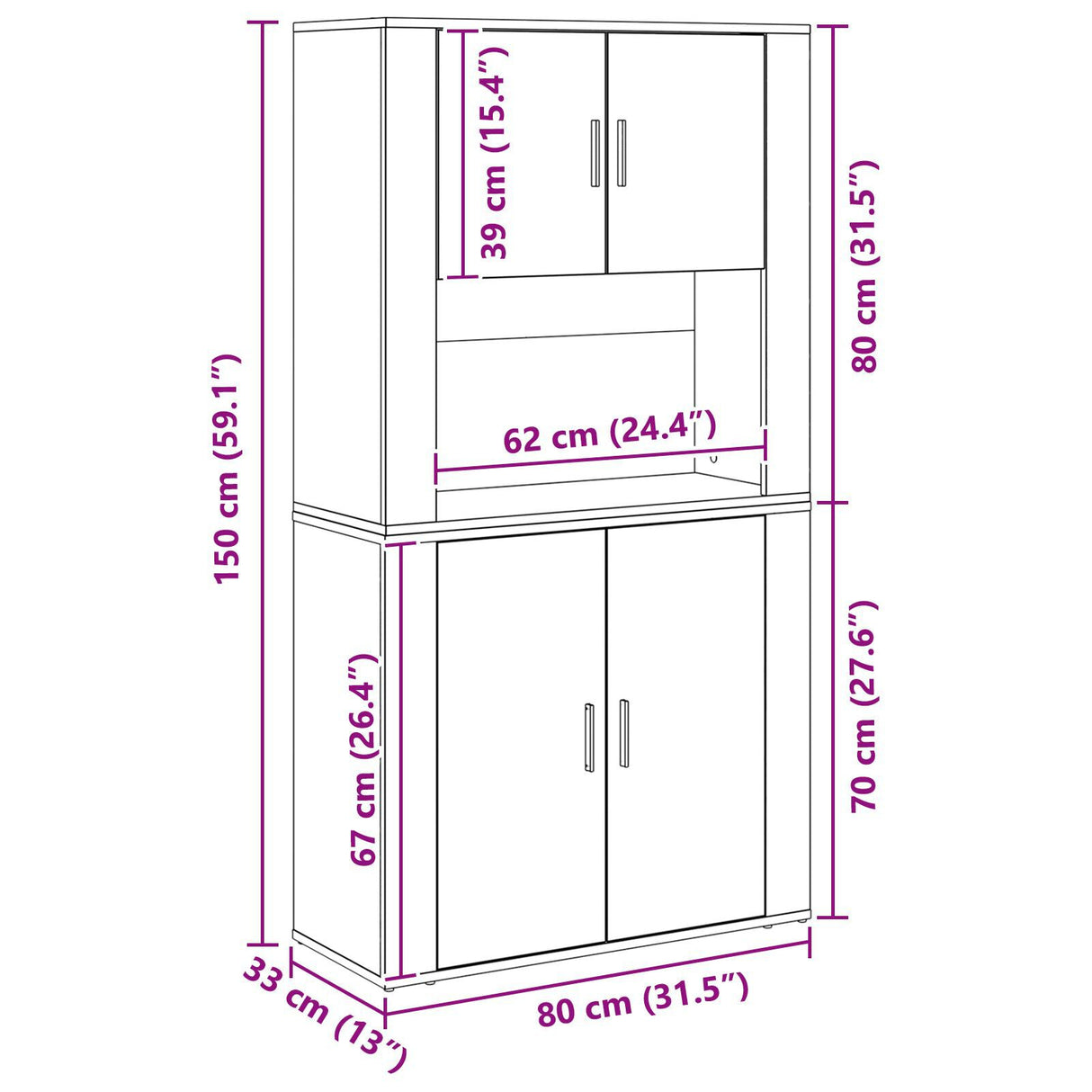 Highboard Artisan Oak 80X33X150 Cm Engineered Wood