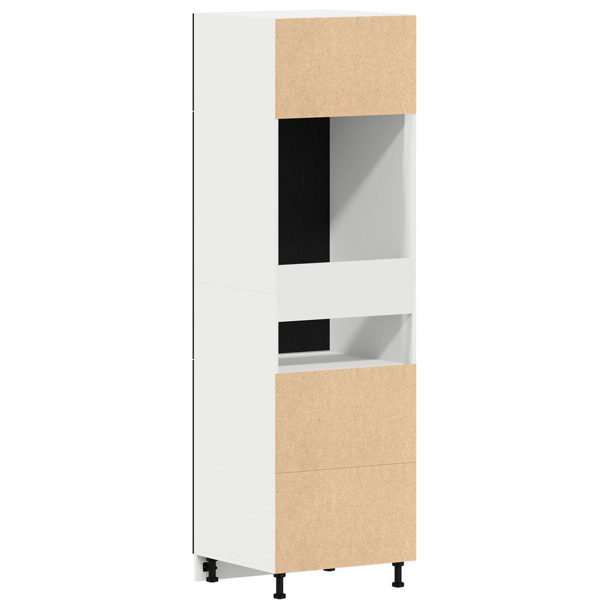 Fridge Cabinet In Black Oak - 60X57X207 Cm, Made Of Engineered Wood