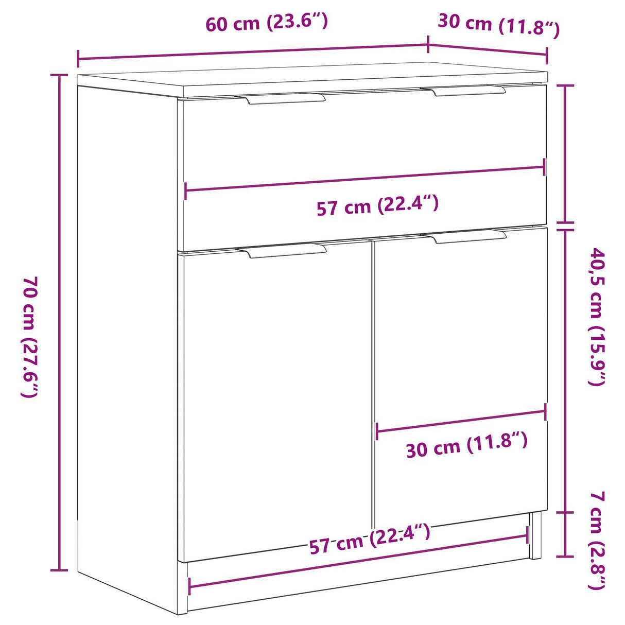 Black Oak Sideboard 60X30X70 Cm Engineered Wood