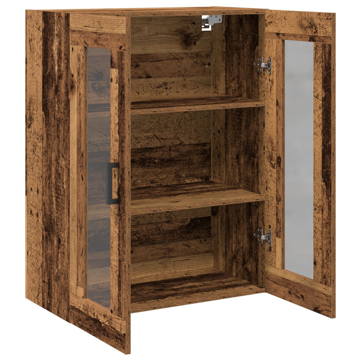 Wall-Mounted Cabinet With Glass Doors - Old Wood - 69.5X34X90 Cm