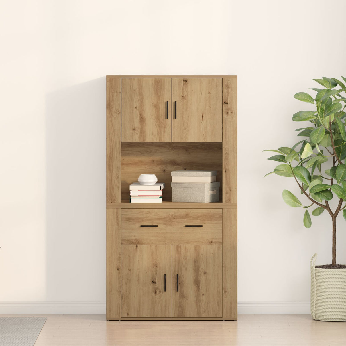 Highboard Artisan Oak 80X33X150 Cm Engineered Wood