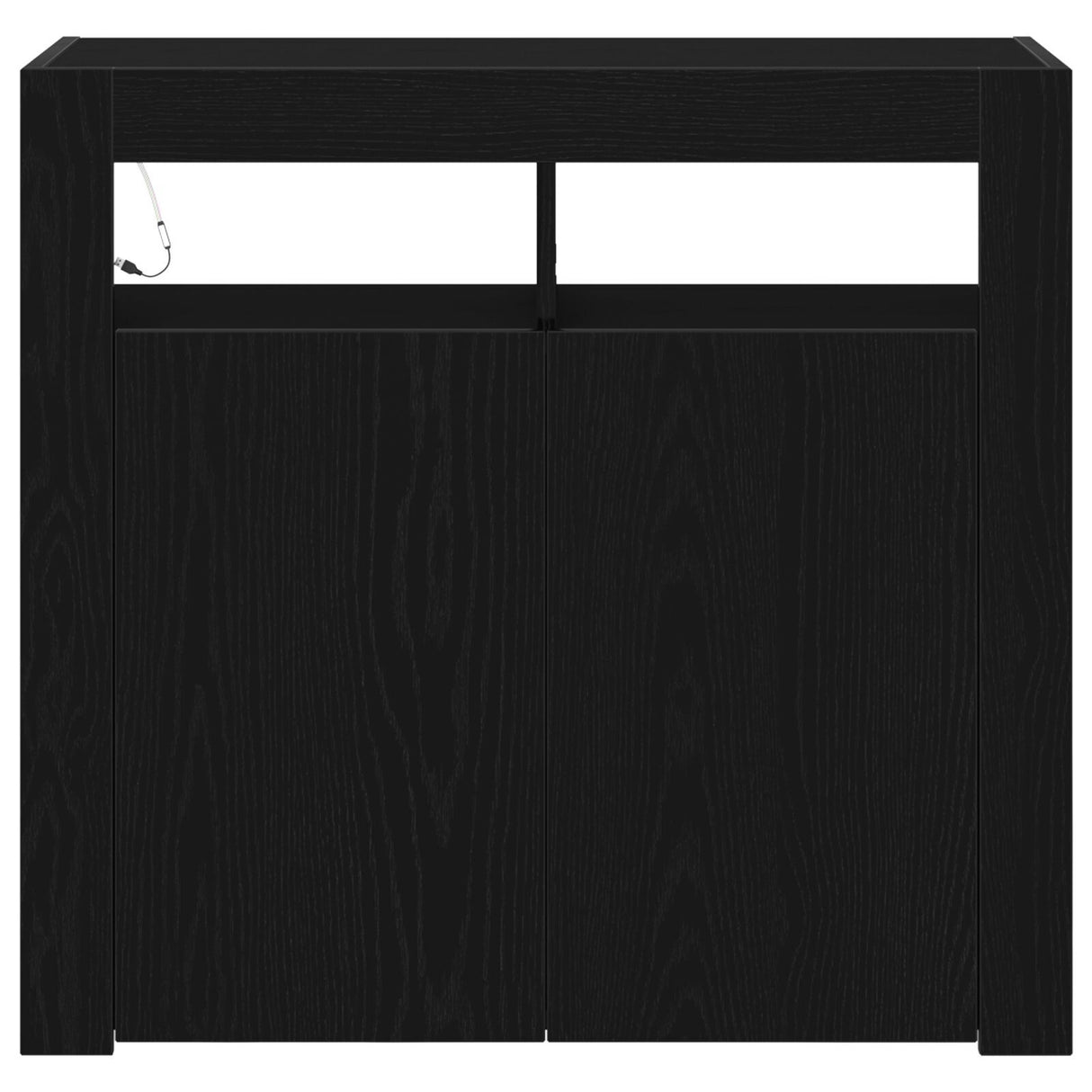 Sideboard With Led Lights - Black Oak - 80X35X75 Cm - Engineered Wood