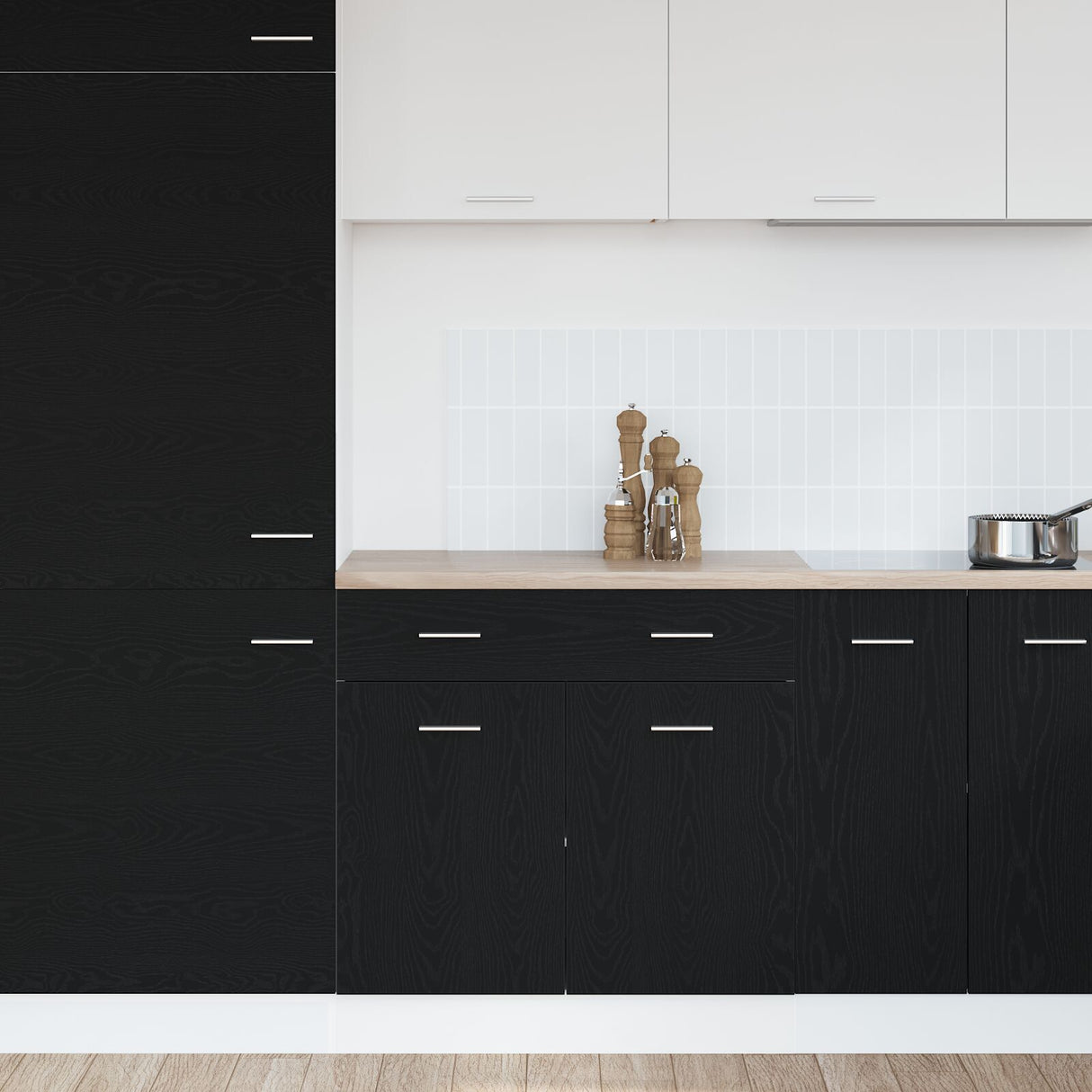 Cabinet With Drawer In Black Oak, 80X46X81.5 Cm, Made Of Engineered Wood
