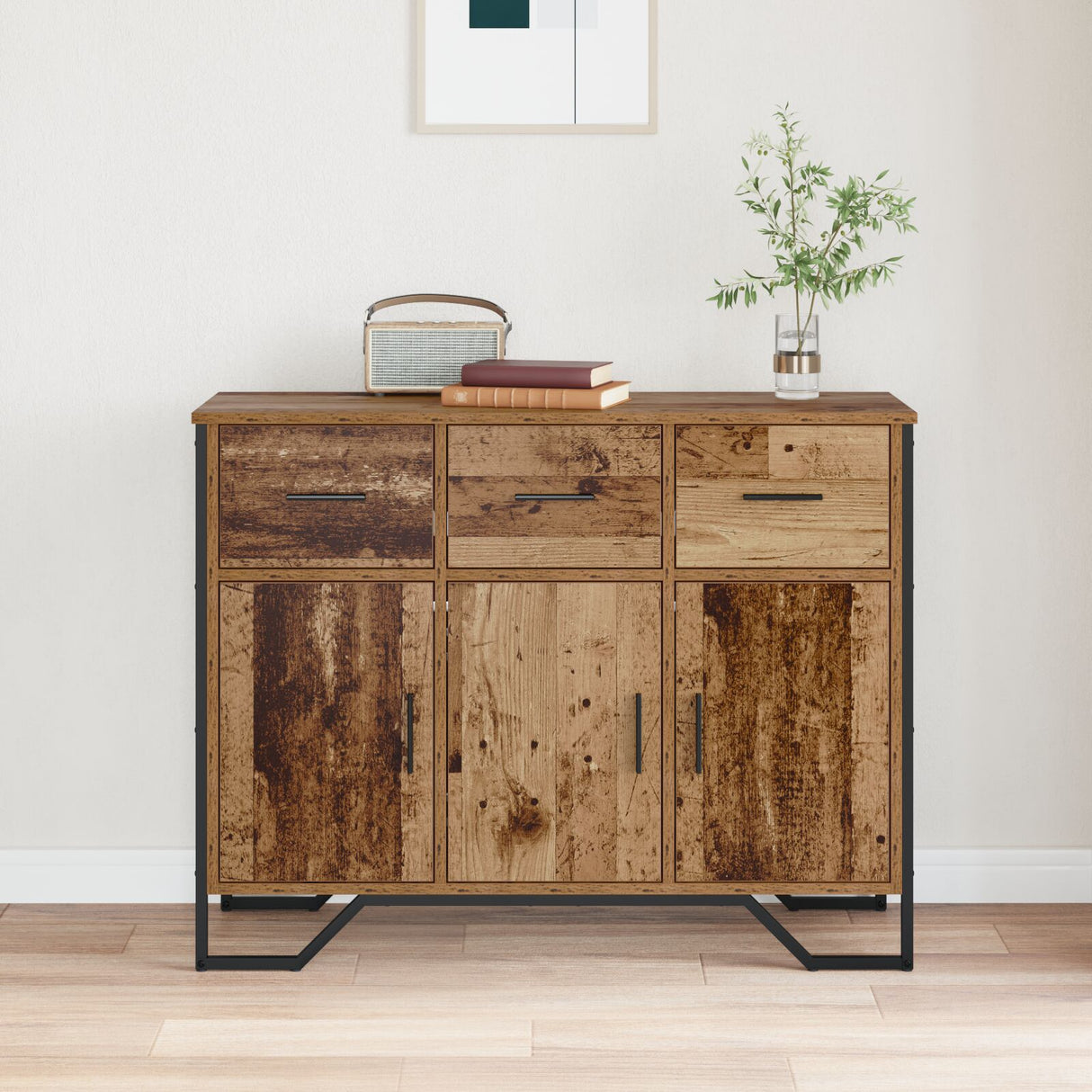 Sideboard Old Wood Oak 97X32.5X74.5 Cm Engineered Wood