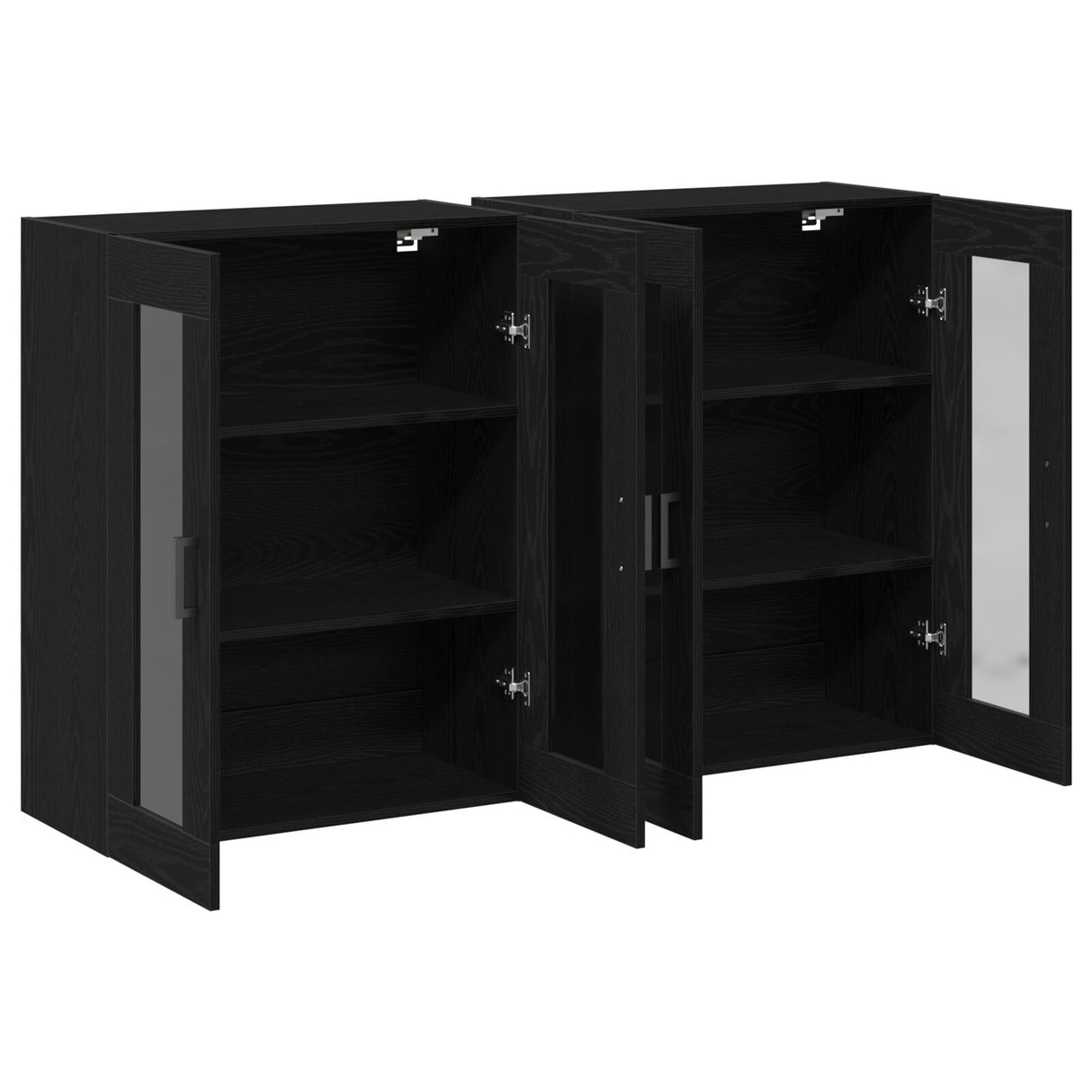 Wall Mounted Cabinets 2 Pcs Black Oak 69,5X34X90 Cm Engineered Wood