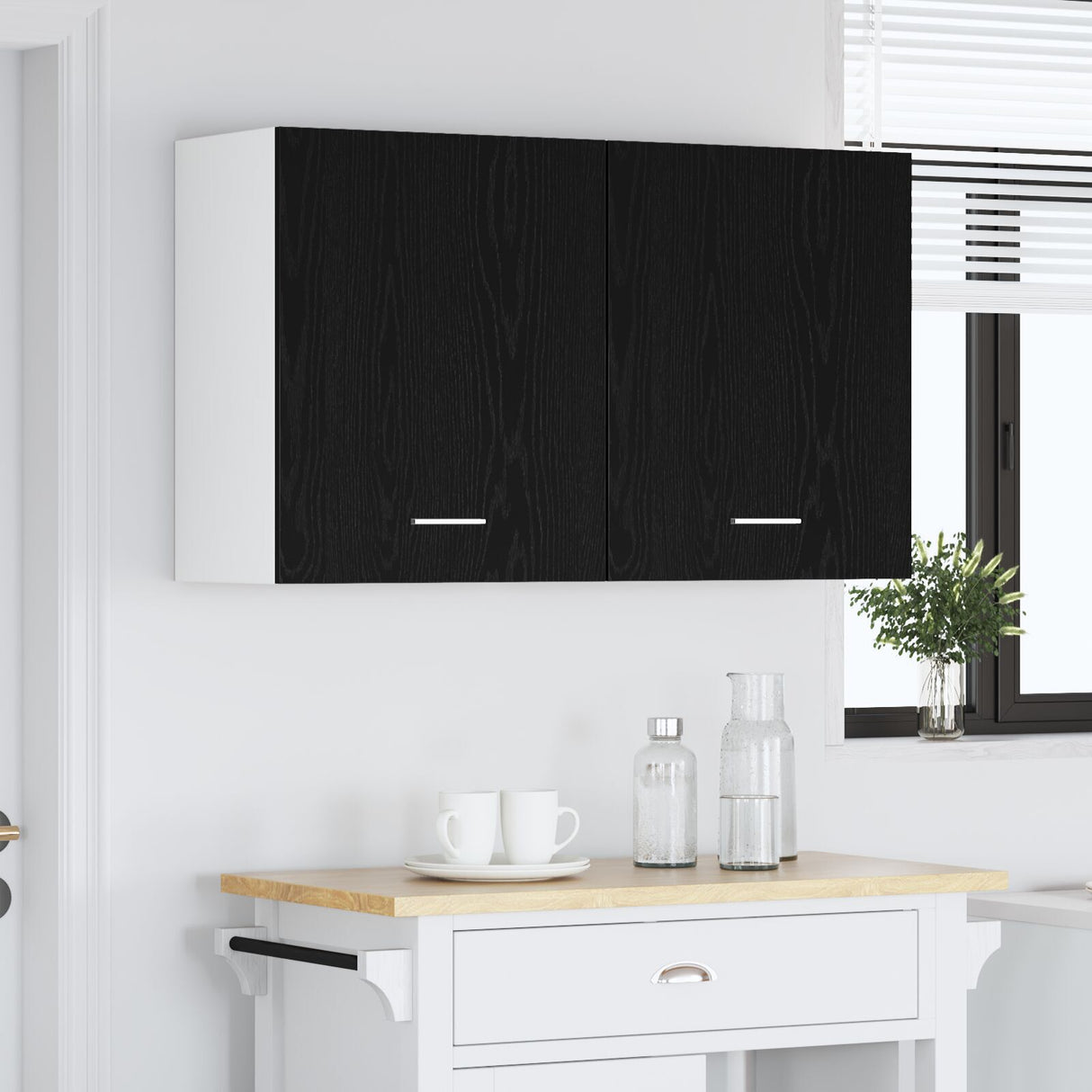 Hanging Cabinets - 2 Pack - Black Oak, 100X31X60 Cm - Made From Engineered Wood