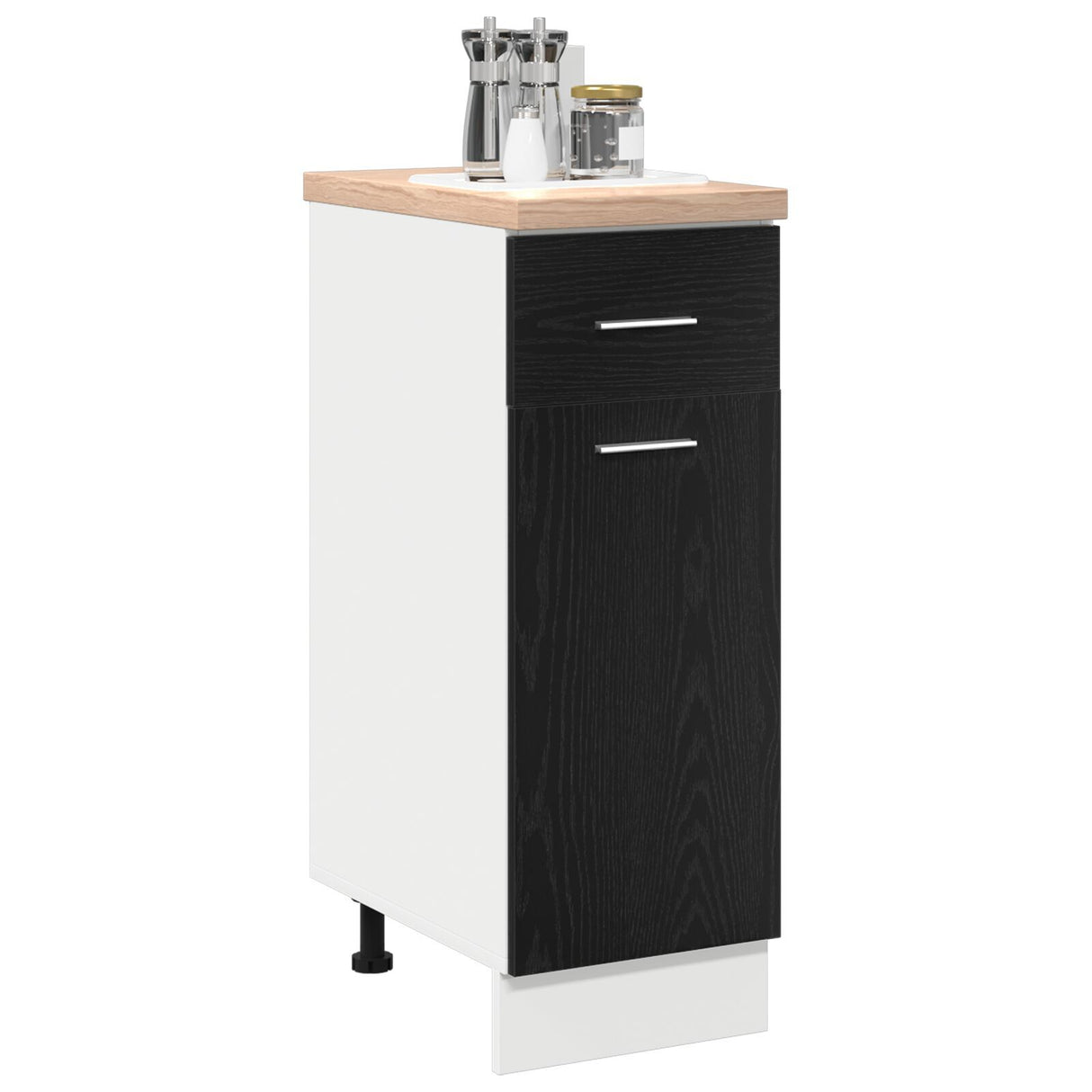 Black Oak Drawer Bottom Cabinet - 30X46X81.5 Cm, Made From Engineered Wood