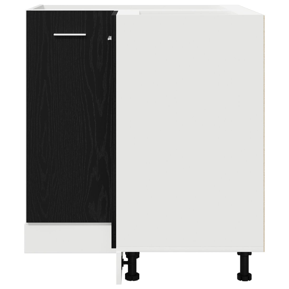 Black Oak Corner Bottom Cabinet - 75.5X75.5X81.5 Cm, Made Of Engineered Wood