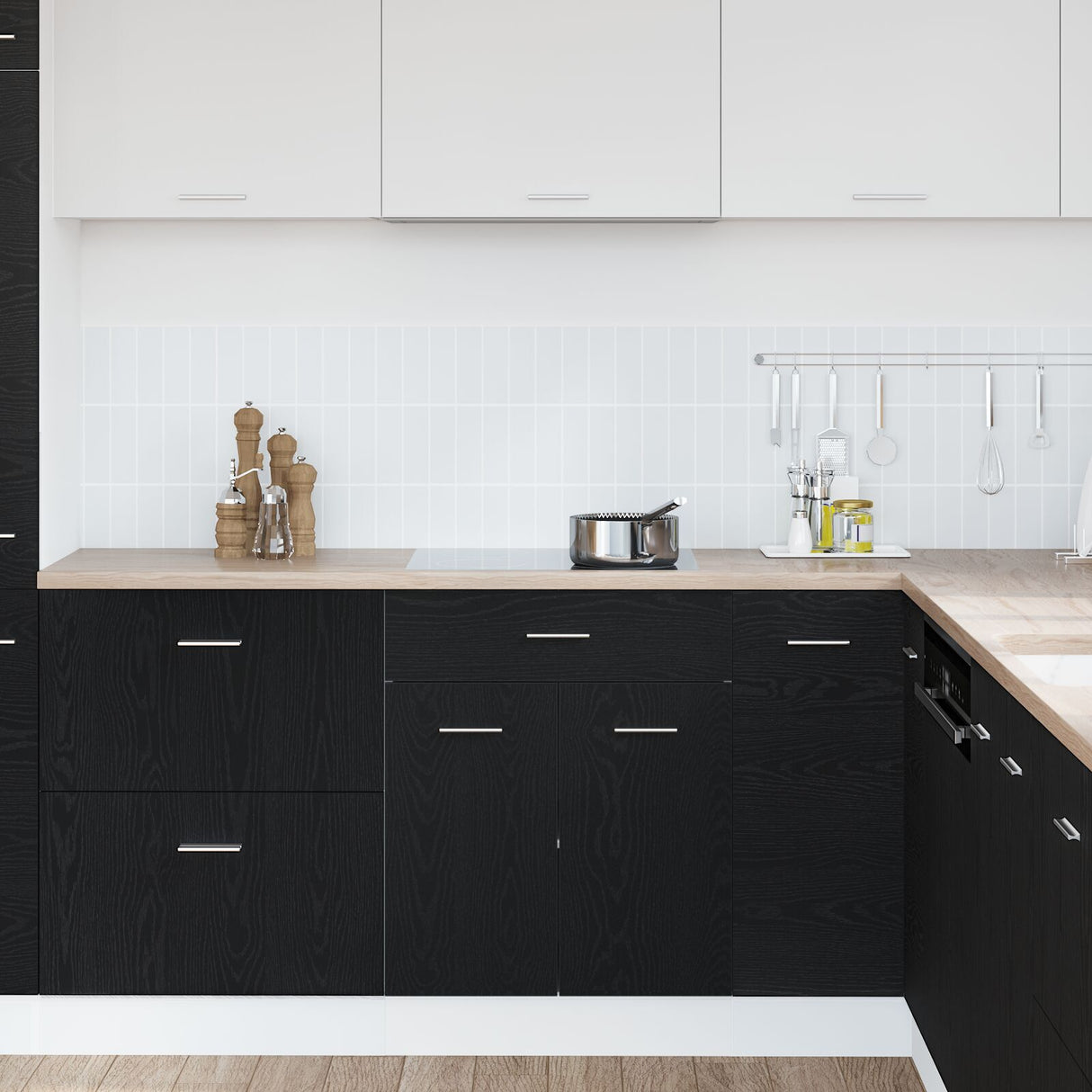 Black Oak Drawer Bottom Cabinet - 60X46X81.5 Cm Made From Engineered Wood