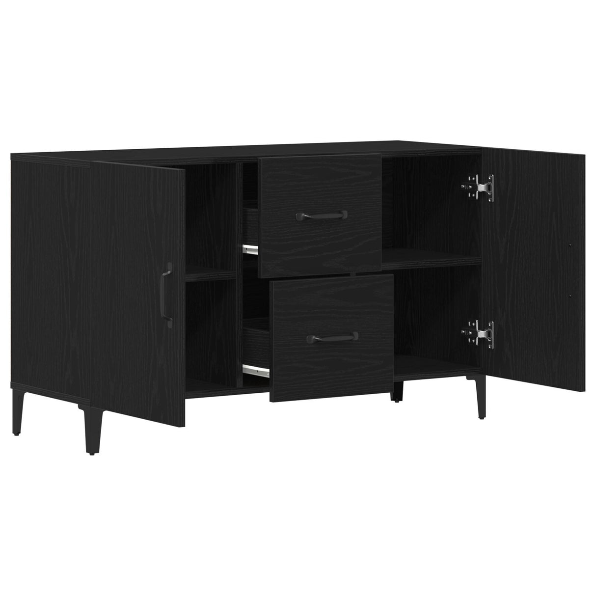 Black Oak Sideboard - 100 X 36 X 60 Cm - Made Of Engineered Wood