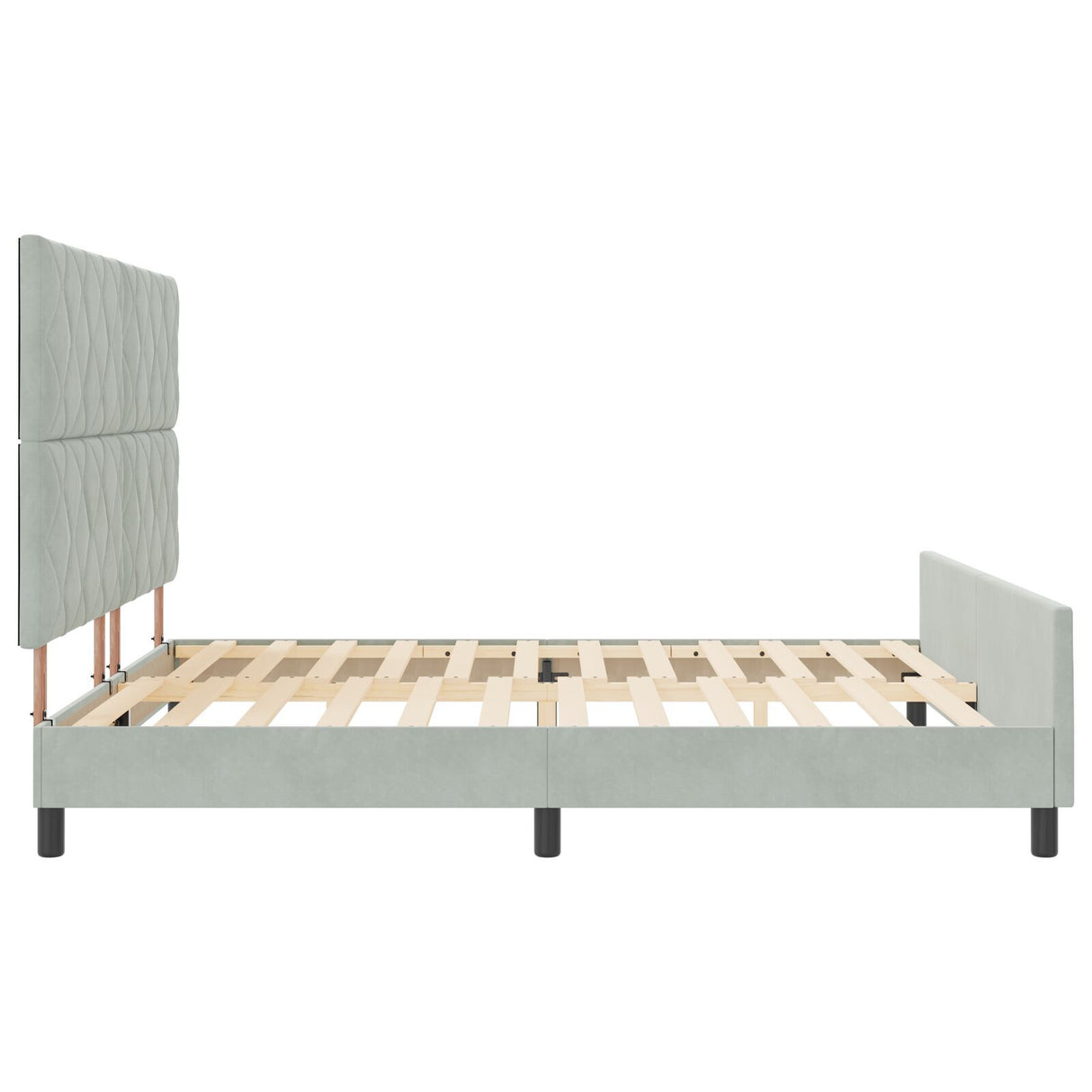 Bed Frame In Light Grey - 180X200 Cm Velvet