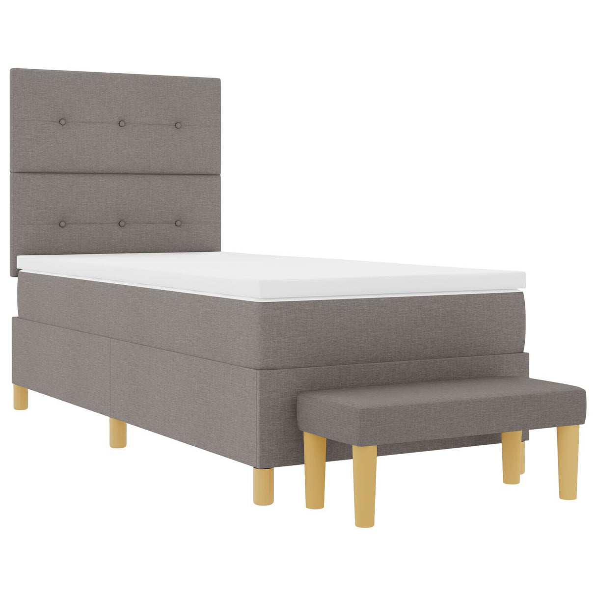 Box Spring Bed With Mattress & Bench Taupe 80X200 Cm Fabric