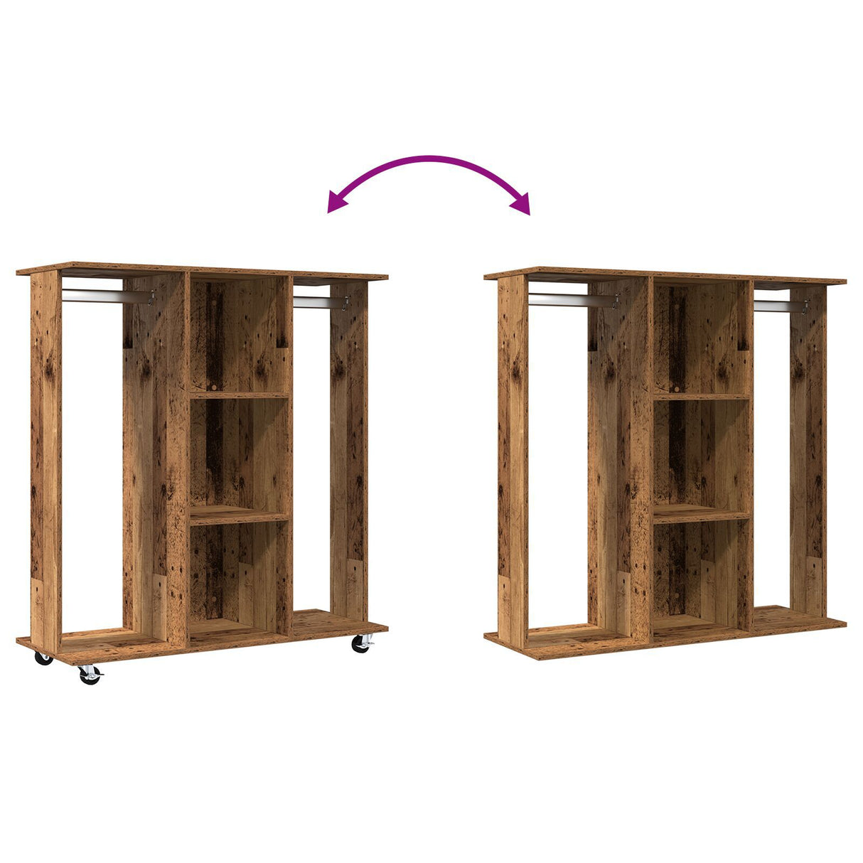 Wardrobe With Wheels Old Wood 102X38X110 Cm Engineered Wood