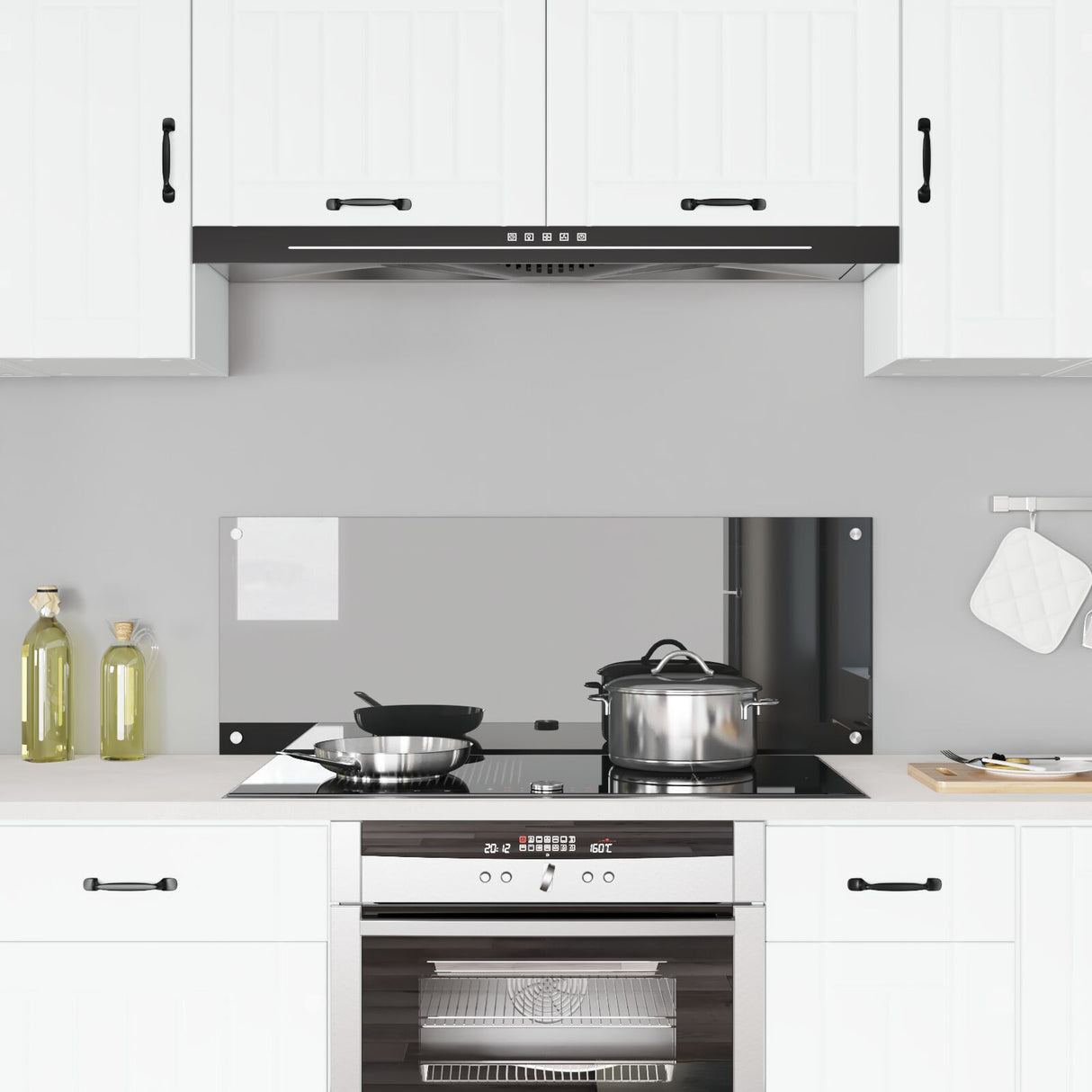 Dark Grey Kitchen Backsplash 110X40X0.6 Cm - Tempered Glass