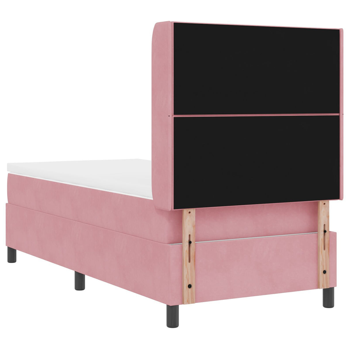 Box Spring Bed With Mattress & Led Pink 90X190 Cm Velvet