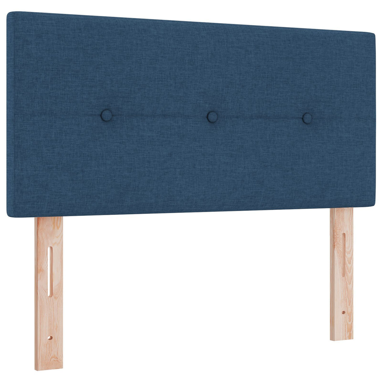 Box Spring Bed With Mattress Blue 90X190 Cm Fabric, Headboard Button Tufted Blue 90 Cm Fabric