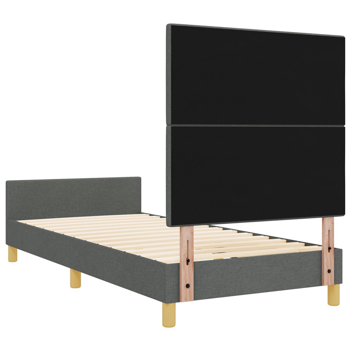 Bed Frame In Dark Grey, 80X200 Cm, Fabric