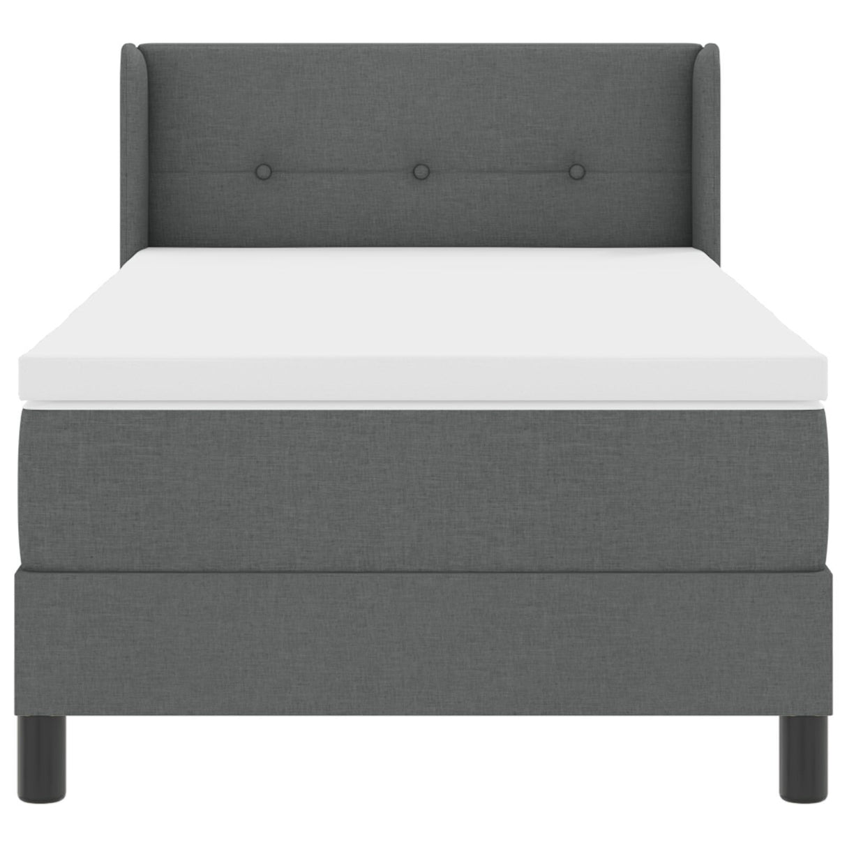 Box Spring Bed With Mattress Dark Grey 80X200 Cm Fabric, Headboard Button Tufted Dark Grey 80 Cm Fabric