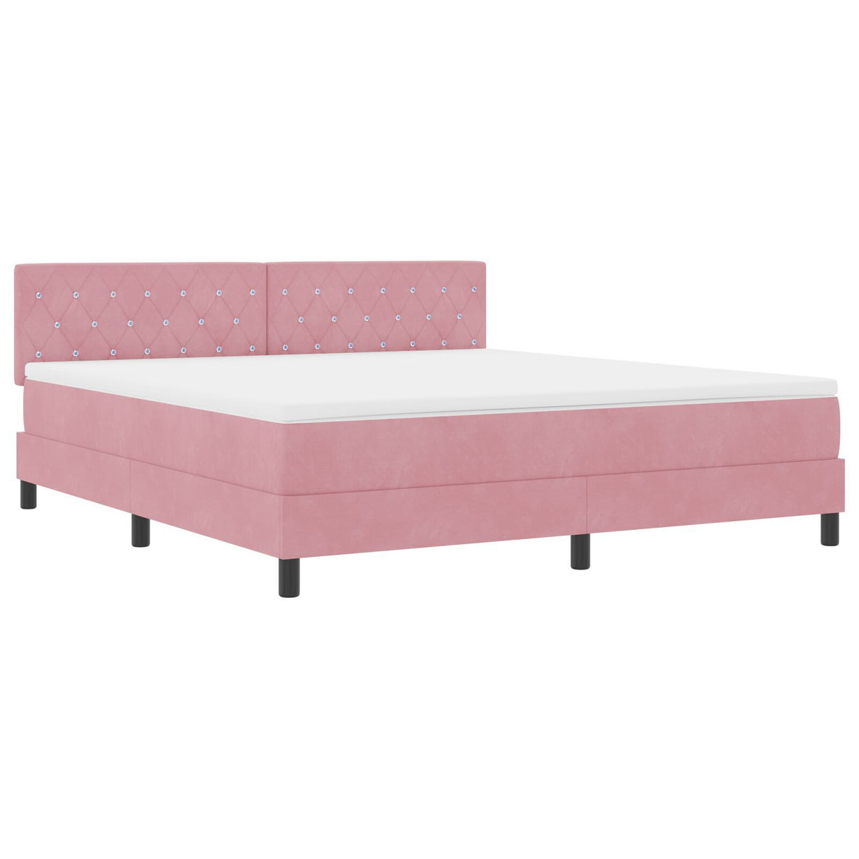 Box Spring Bed With Mattress & Led Pink 180X200 Cm Velvet