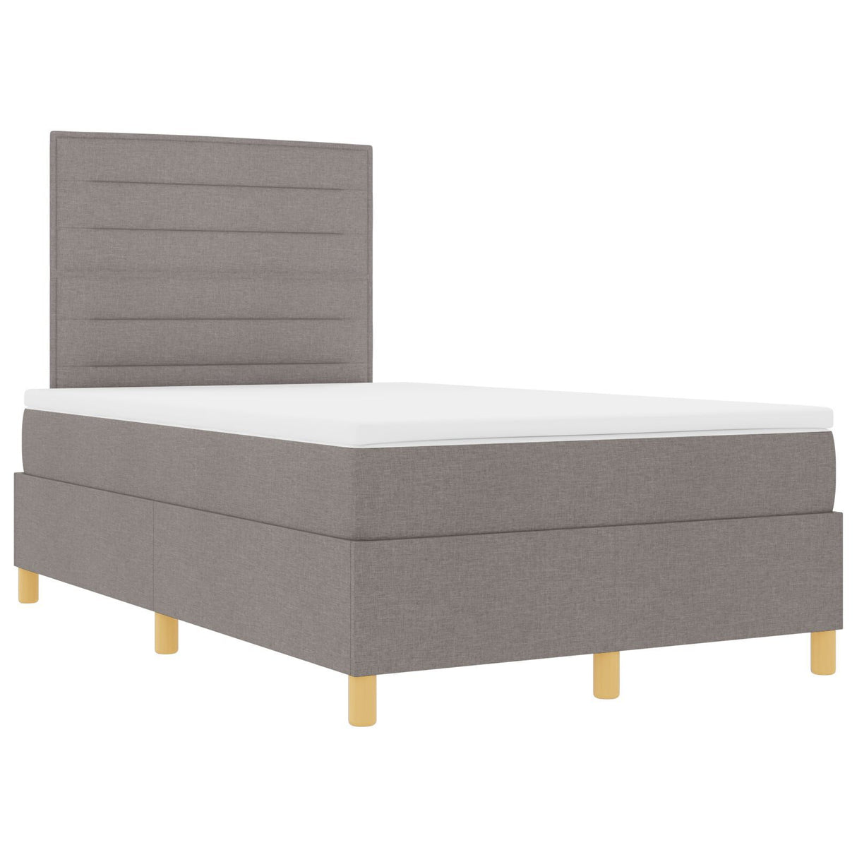 Box Spring Bed With Mattress & Led Taupe 120X200 Cm Fabric