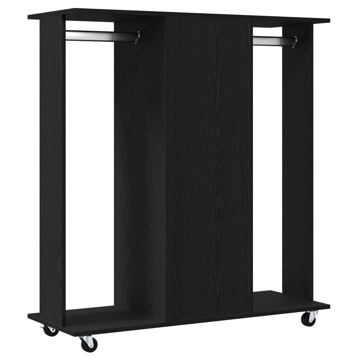 Wardrobe With Wheels Black Oak 102X38X110 Cm Engineered Wood